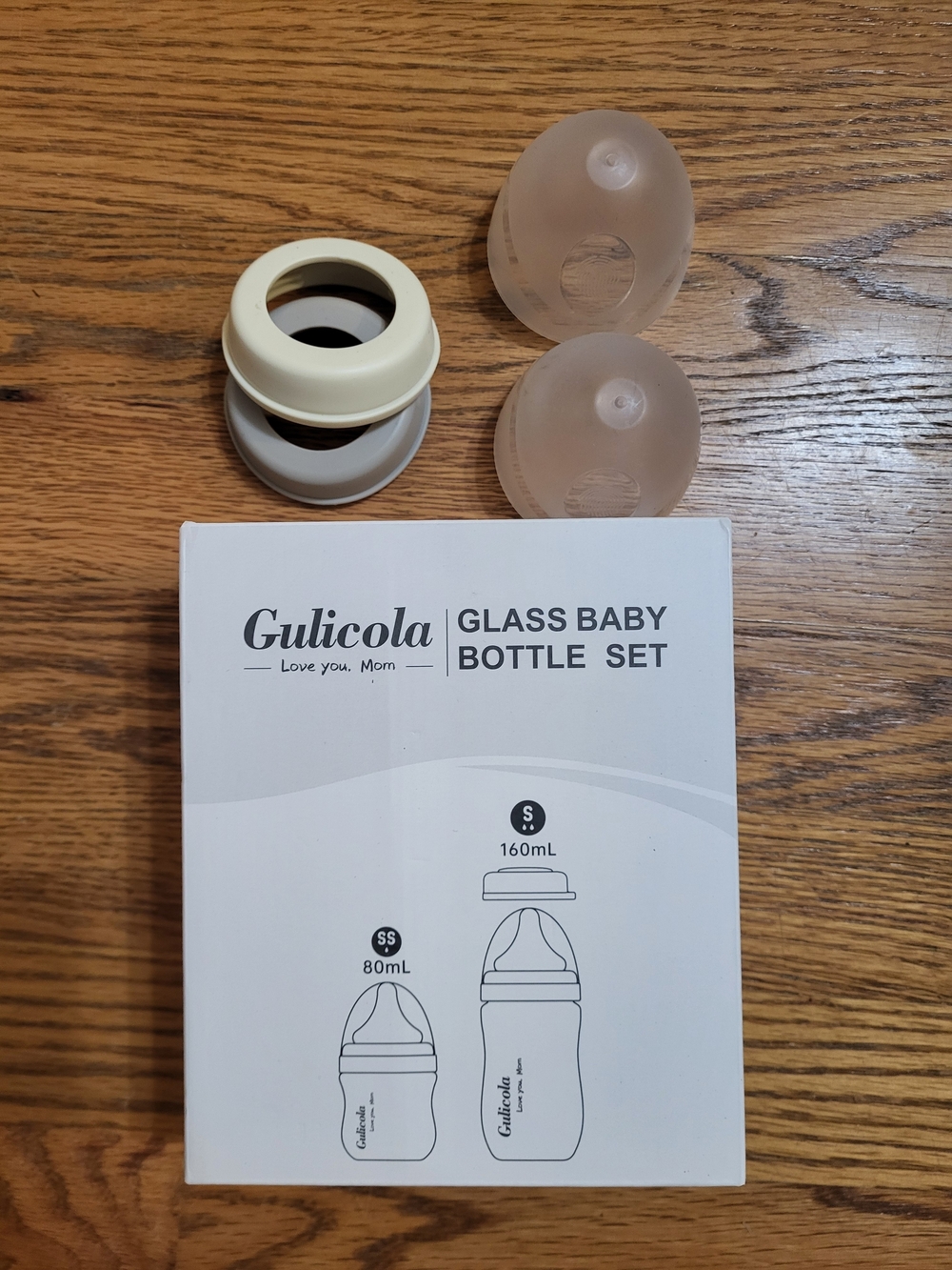 Gulicola Glass Baby Bottle Set - Cream & Clear Components
